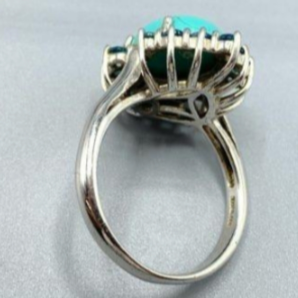 Sterling Silver Sleeping Beauty Turquoise Swiss Blue Topaz Ring - Picture 12 of 16